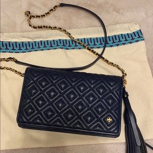 Tory Burch Navy Fleming Cross Body Bag